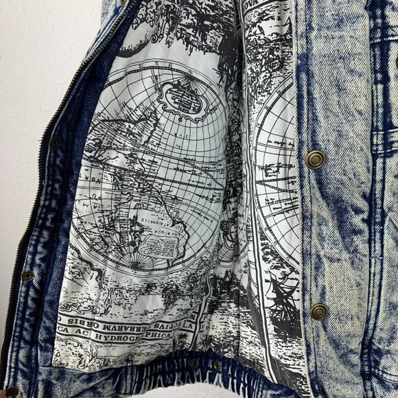 Vintage Horizon Outer Wear Jacket Adult Large Acid Wash Mario Blue Jean Denim - Picture 10 of 16